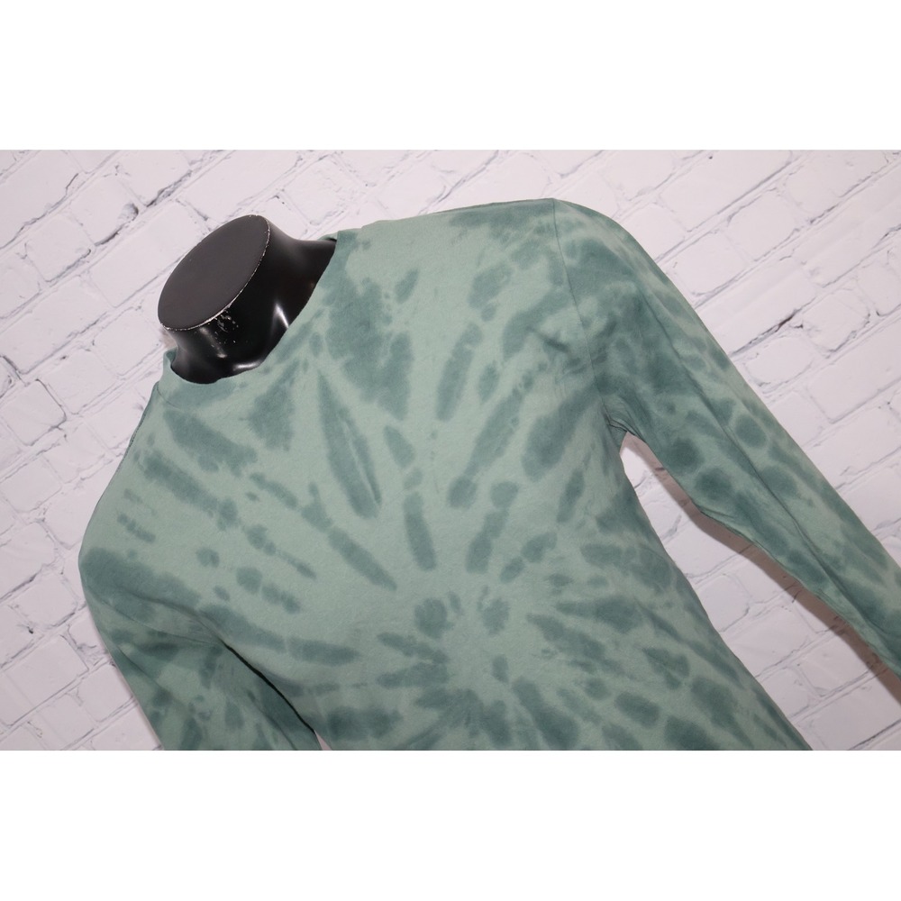 GAP Long Sleeve Shirt Men Medium Green Tie Dye Crew Neck Hand Dyed Cotton NEW